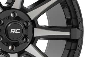 Wheel - Rough Country - 81 Series, Semi Gloss Black w/machined spokes, 20x9, 5x150, +18m - Gloss Black with Machined Spokes